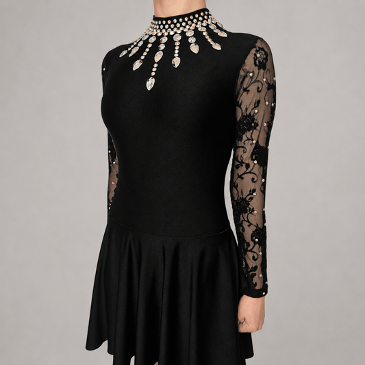 Black Lycra Irish Dance Dress - Embellishment Options - Dowsa Performance Wear
