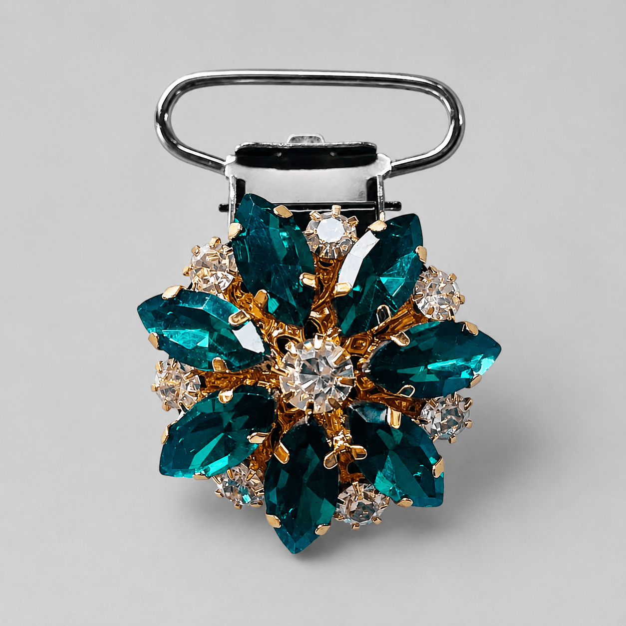 Glass Crystal Flower Irish Dance Number Clip - Dowsa Performance Wear