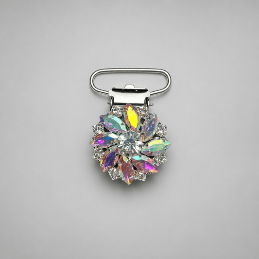 Glass Crystal Flower Irish Dance Number Clip - Dowsa Performance Wear