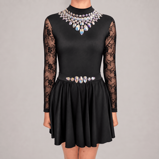 Glory Black Embellished Irish Dance Leotard - Dowsa Performance Wear