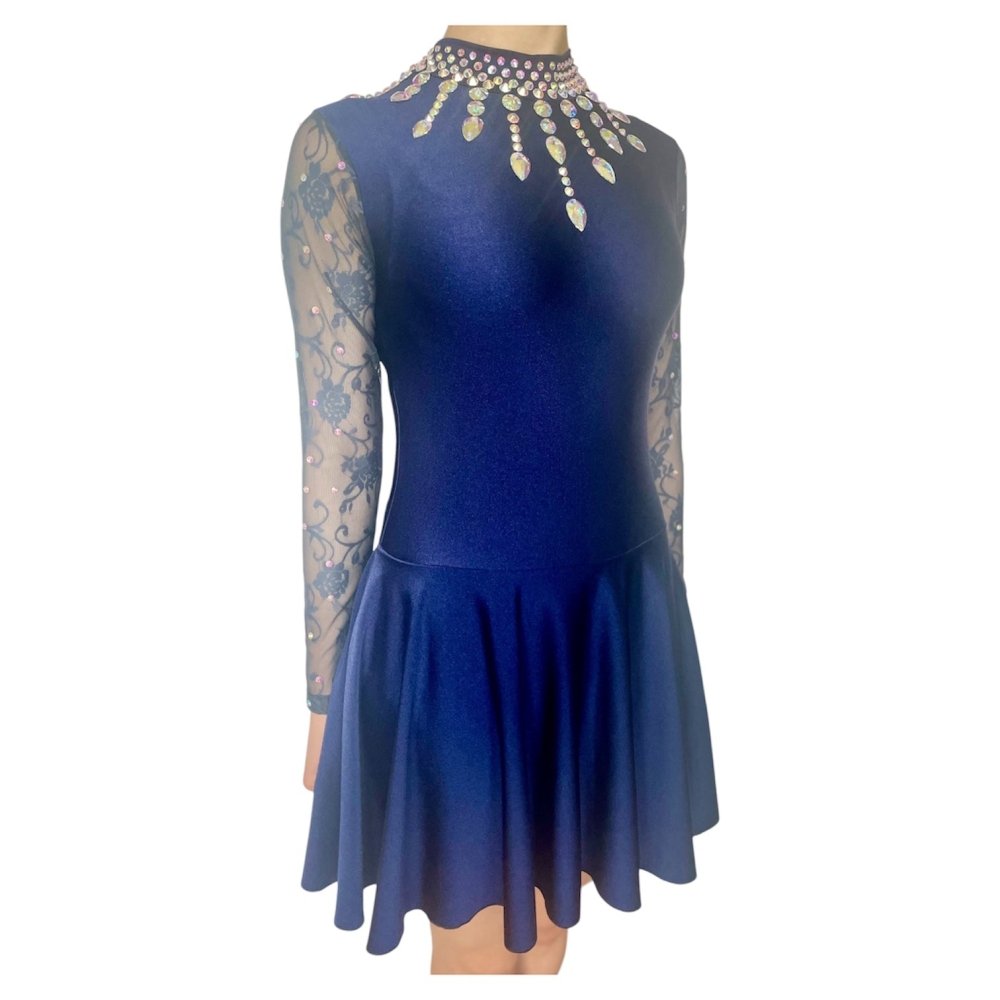 Irish Dance All In One Dress "SUNRISE" Embellishment in Black / Navy Blue / Sky Blue - Dowsa Performance Wear