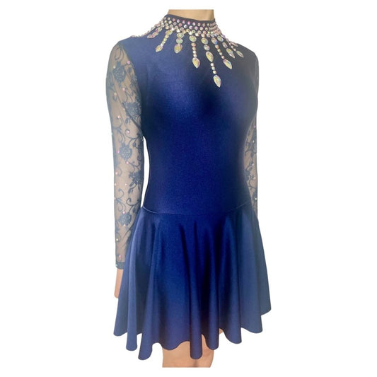 Irish Dance All In One Dress "SUNRISE" Embellishment in Black / Navy Blue / Sky Blue - Dowsa Performance Wear