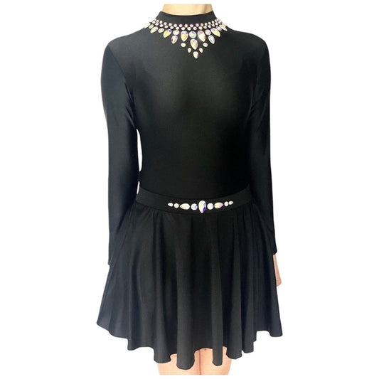 Irish Dance Dress "GRACE" Embellished Shiny Lycra Leotard / Shiny Lycra CIrcular Skirt - Dowsa Performance Wear