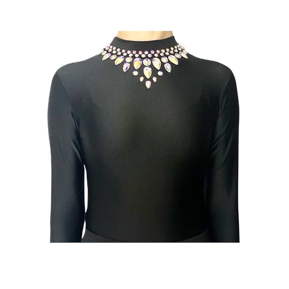 Irish Dance Dress "GRACE" Embellished Shiny Lycra Leotard / Shiny Lycra CIrcular Skirt - Dowsa Performance Wear