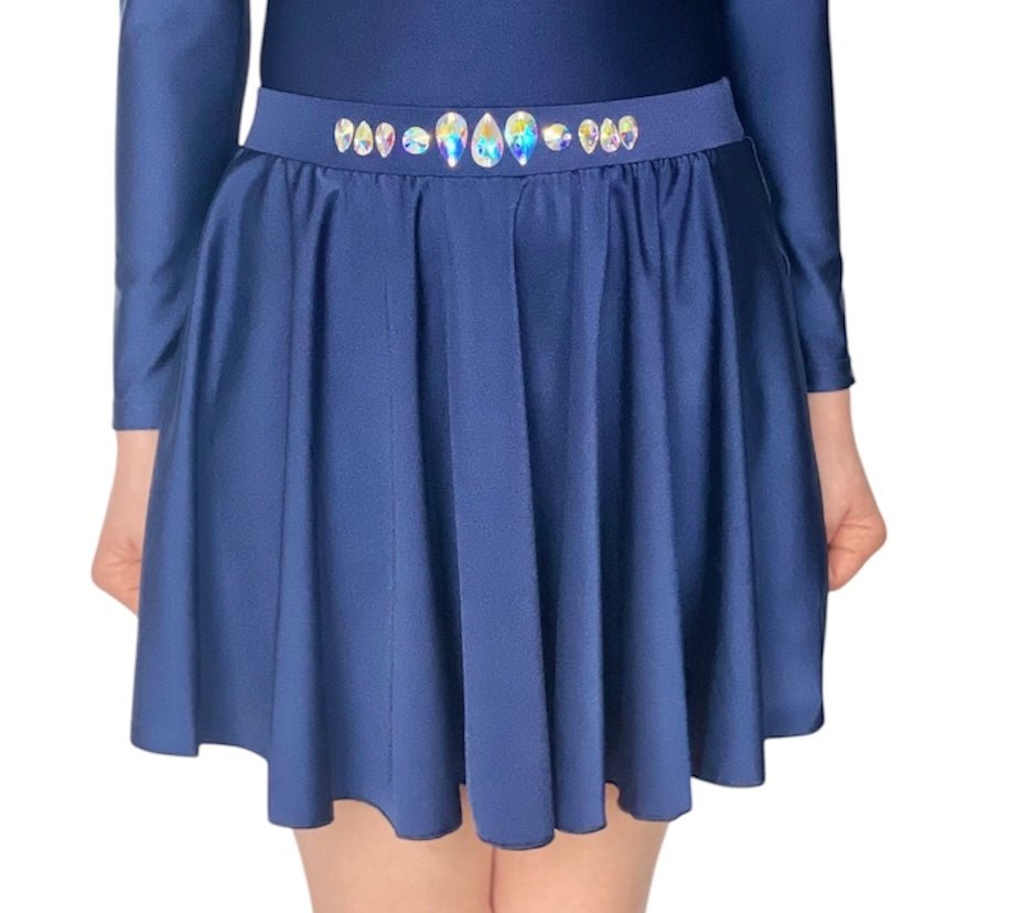 Irish Dance Dress "SUNRISE" Embellished Lycra Sleeve Leotard / Shiny Lycra Circular Skirt - Dowsa Performance Wear