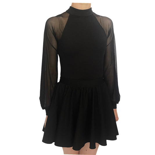 Irish Dance Matt Lycra Leotard with Mesh Puff Sleeves (PLAIN) - Dowsa Performance Wear