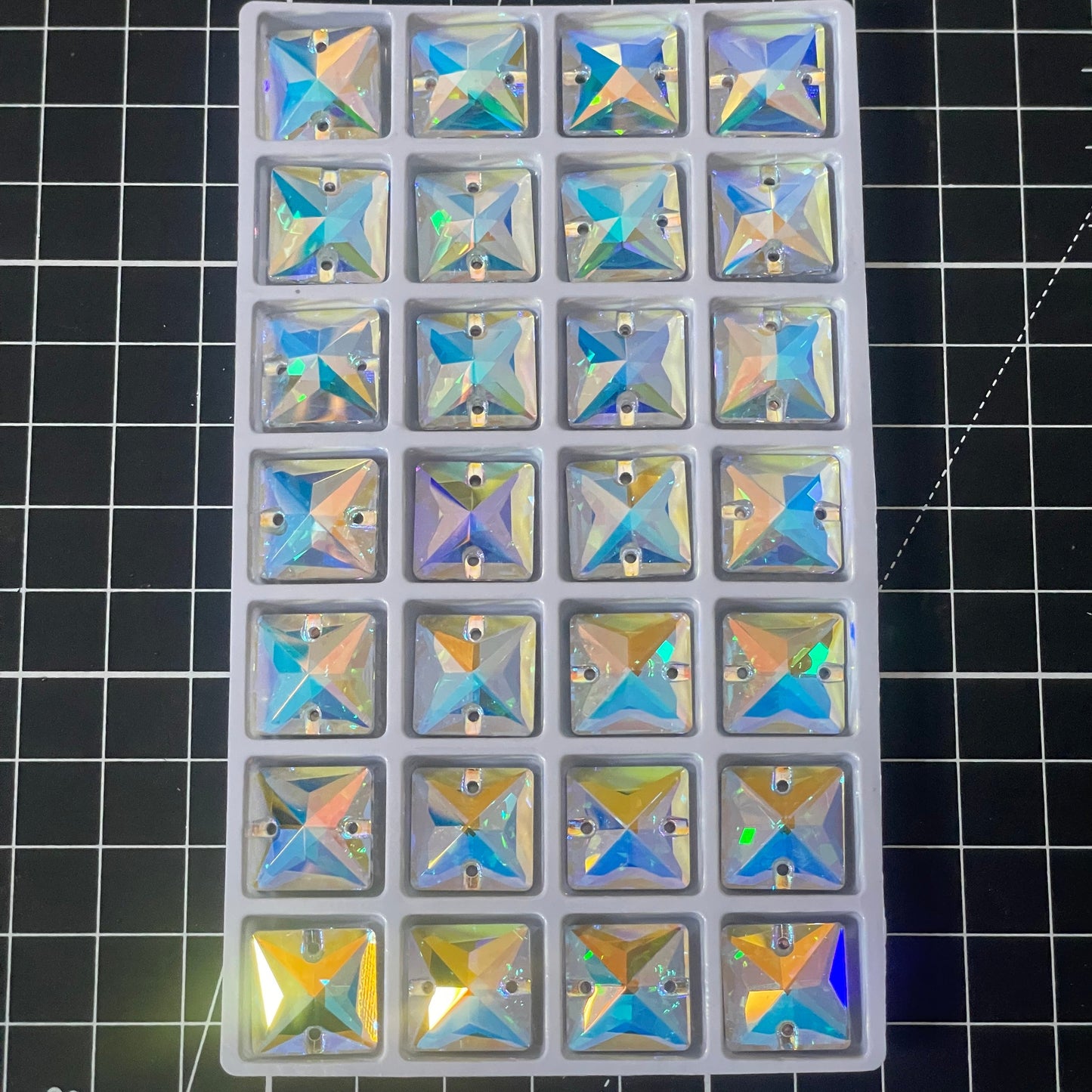 Premium K9 Sew - on SQUARE Glass Gemstones / Crystal Non - Hotfix Flatback Rhinestones - Dowsa Performance Wear