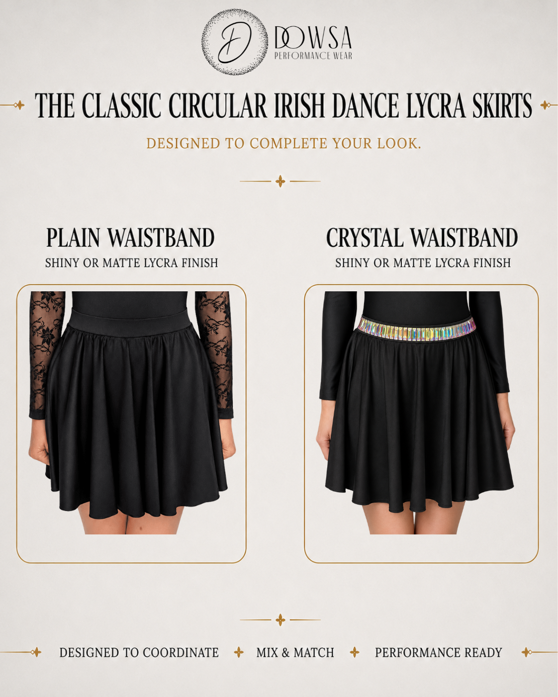 Classic Circular Irish Dance Lycra Skirts