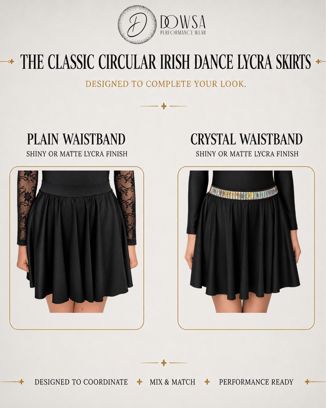 Classic Circular Irish Dance Lycra Skirts