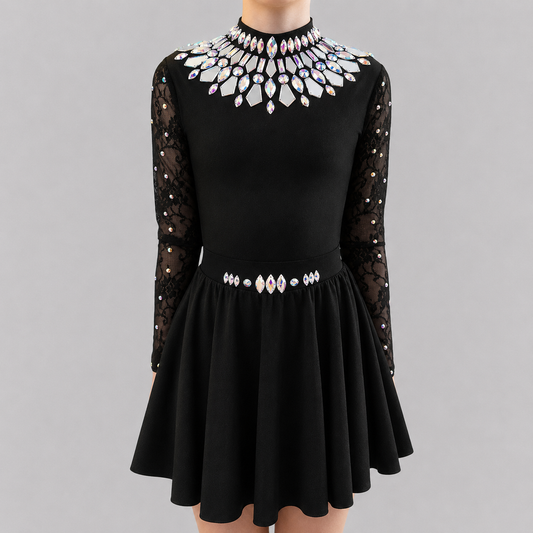 Aurora Black Embellished Irish Dance Leotard
