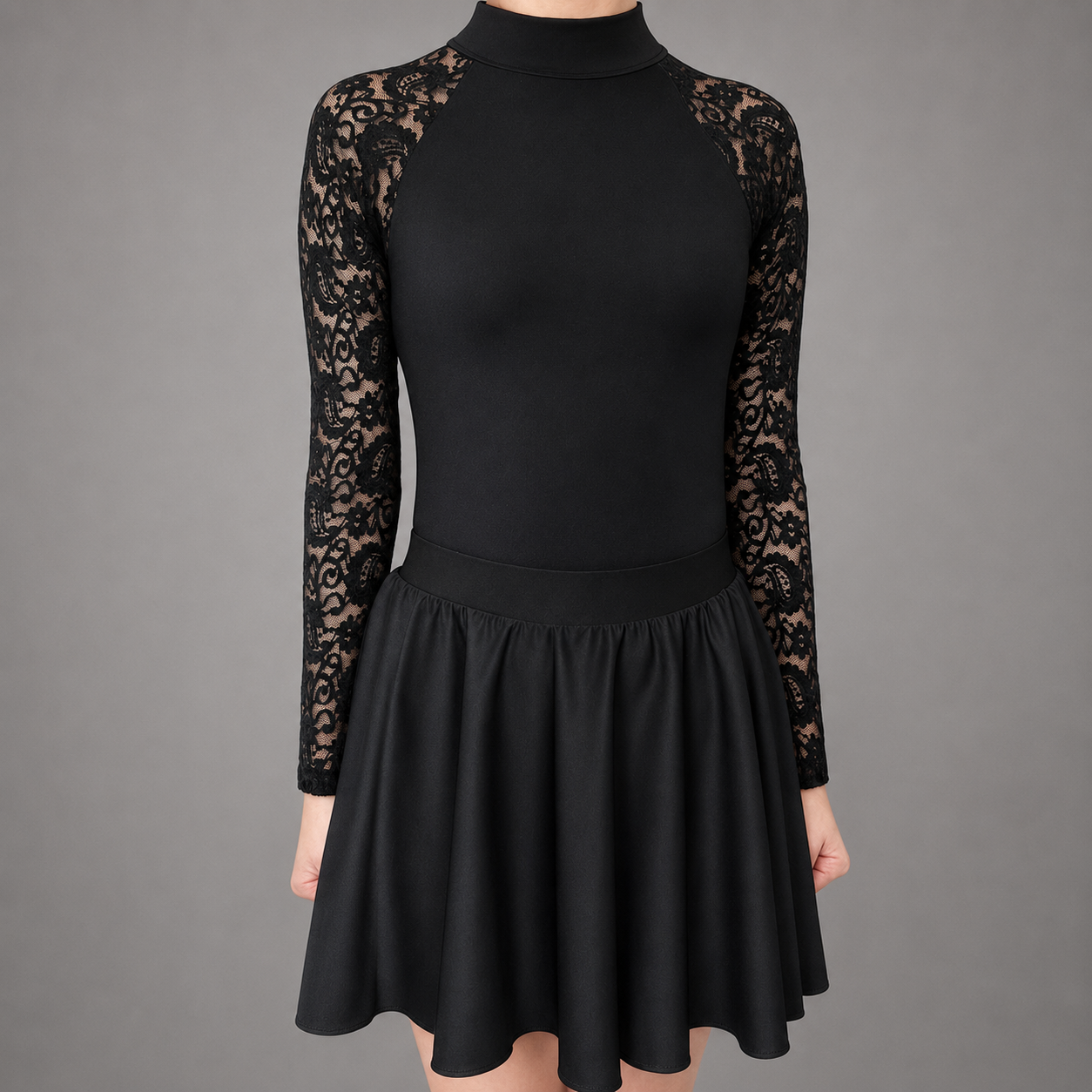 Gemma Matte Lace Sleeve Irish Dance Leotard - Dowsa Performance Wear