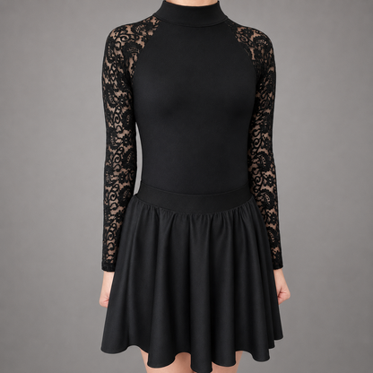Gemma Matte Lace Sleeve Irish Dance Leotard - Dowsa Performance Wear