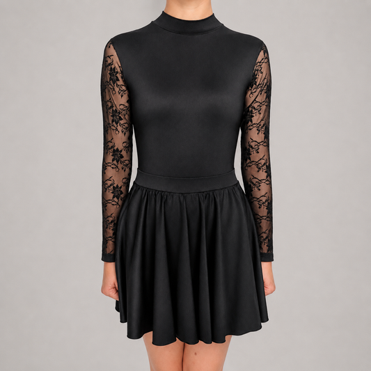 Classic Black Lace Sleeve Irish Dance Leotard - Dowsa Performance Wear