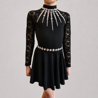 Gemma Matte Lace Sleeve Irish Dance Leotard - Dowsa Performance Wear