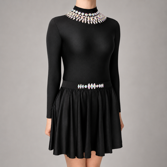 Stella Black Embellished Irish Dance Leotard - Dowsa Performance Wear