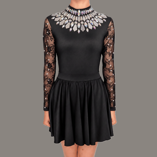 Aurora Black Embellished Irish Dance Leotard
