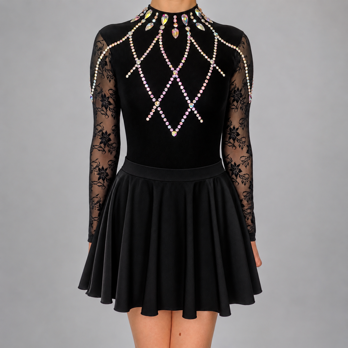 Freya Embellished Irish Dance Leotard - Black