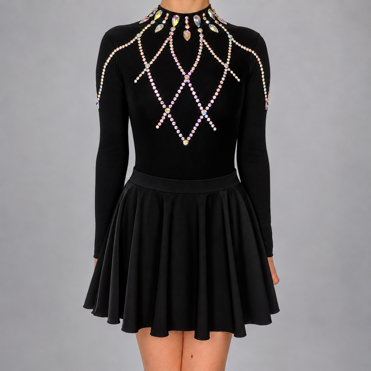 Freya Embellished Irish Dance Leotard - Black