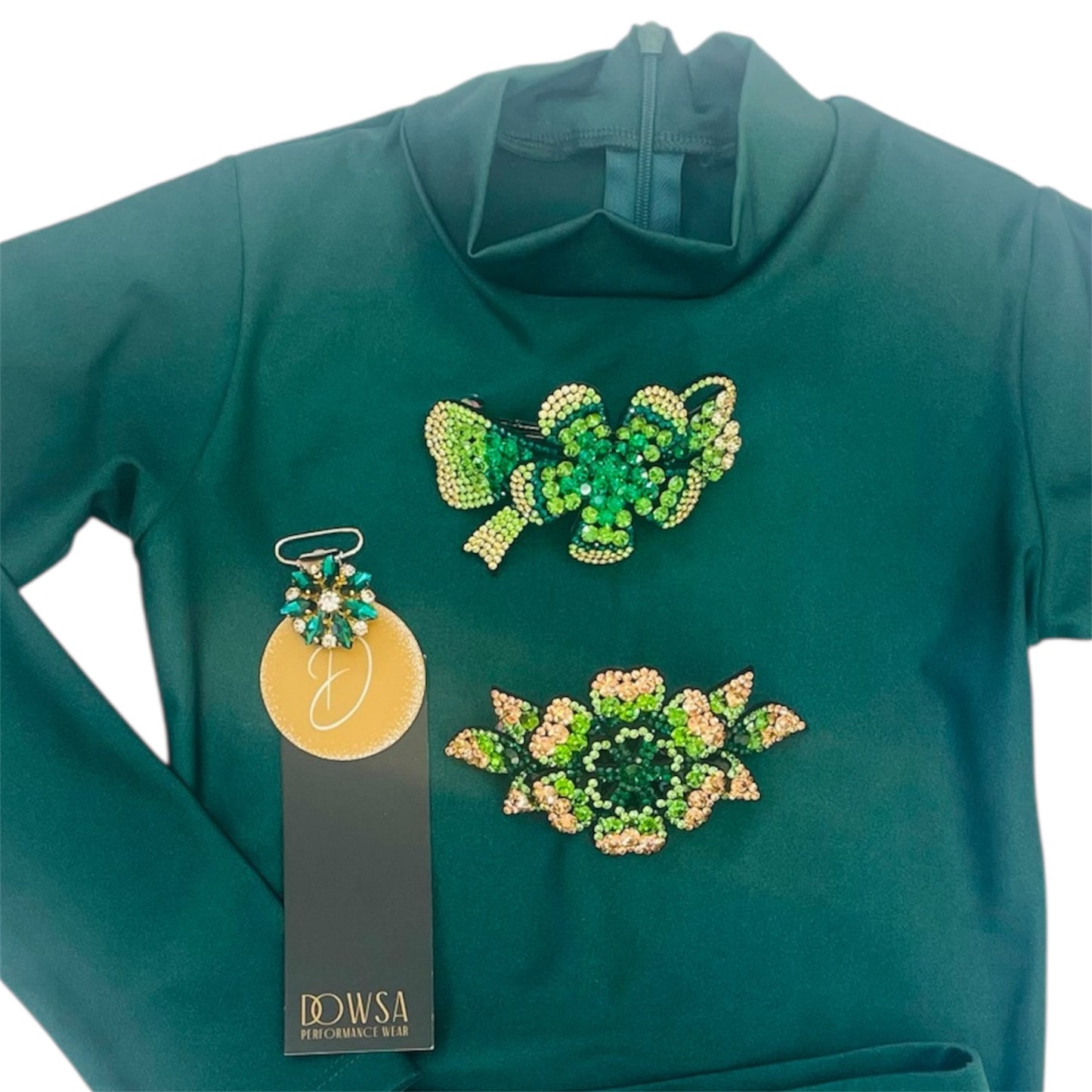 Irish Dance GREEN Lycra Leotard EMBELLISHED