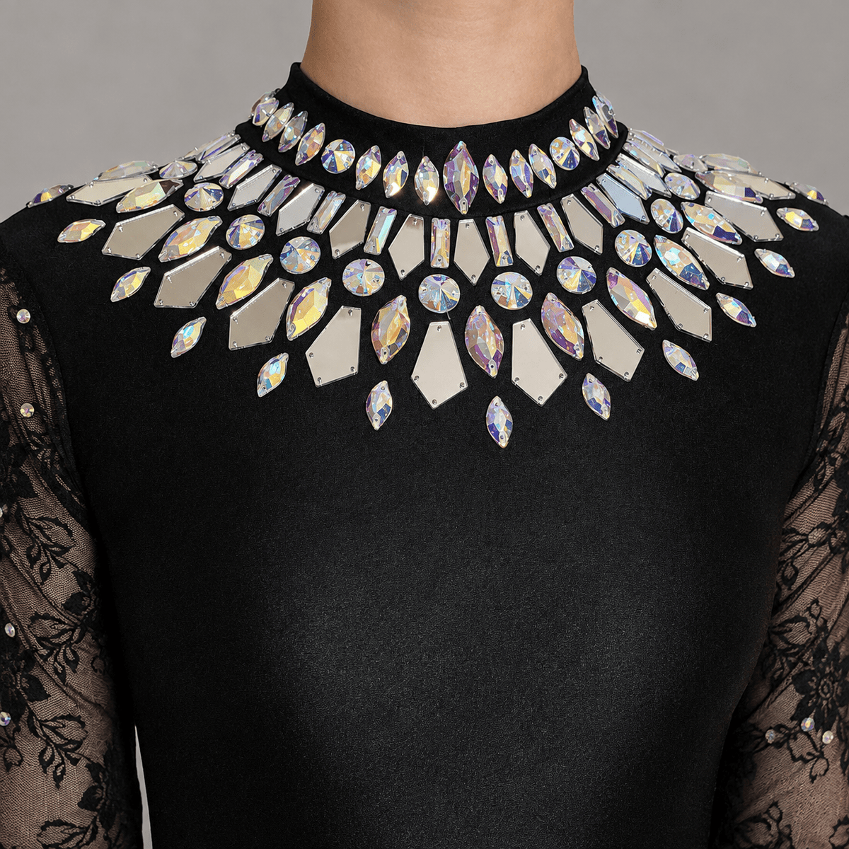 Aurora Black Embellished Irish Dance Leotard - Dowsa Performance Wear