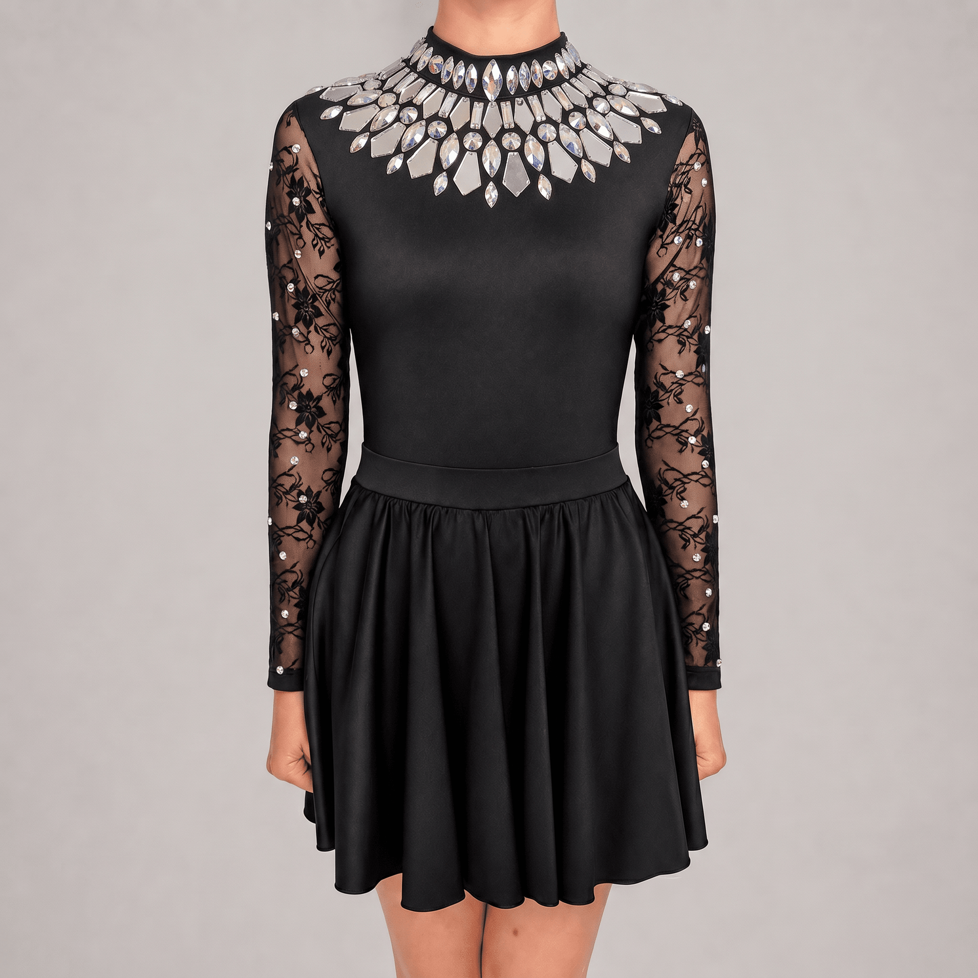 leotard lace dress Scoop Neck Bodysuit Insert Maxi Dress In Black Lace | EGO US