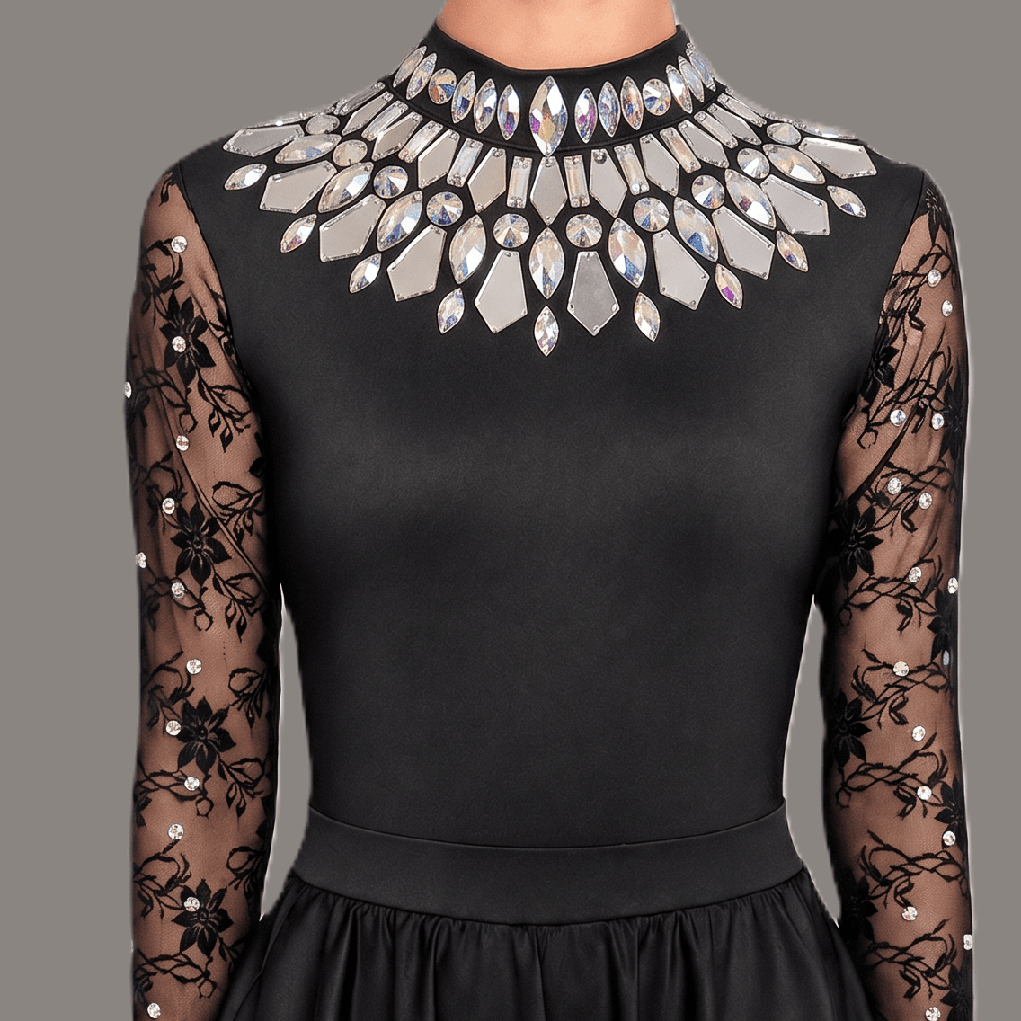 Aurora Black Embellished Irish Dance Leotard - Dowsa Performance Wear
