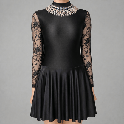 Black Embellished Lycra Irish Dance Dress - Embellishment Options - Dowsa Performance Wear