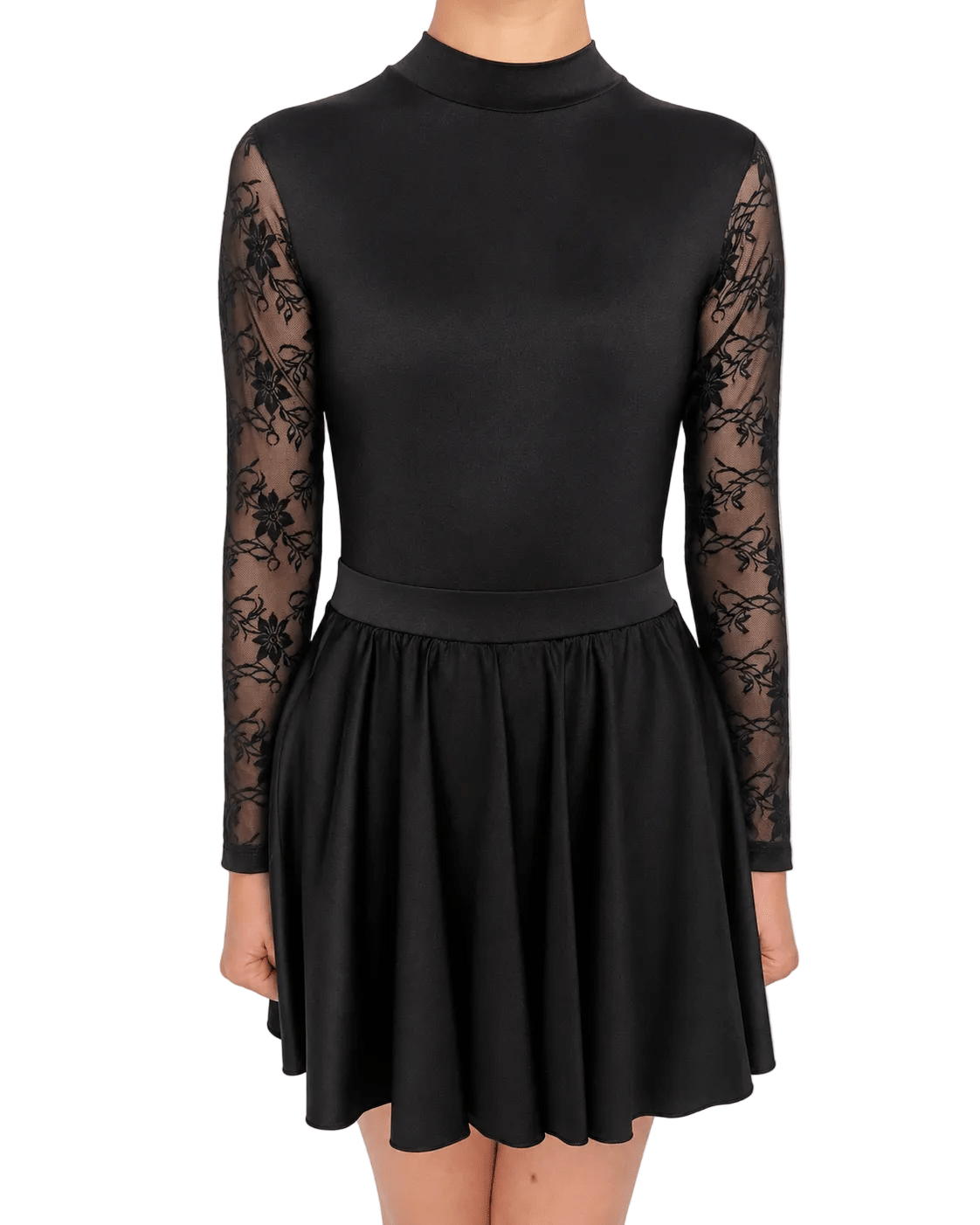Classic Black Lace Sleeve Irish Dance Leotard - Dowsa Performance Wear