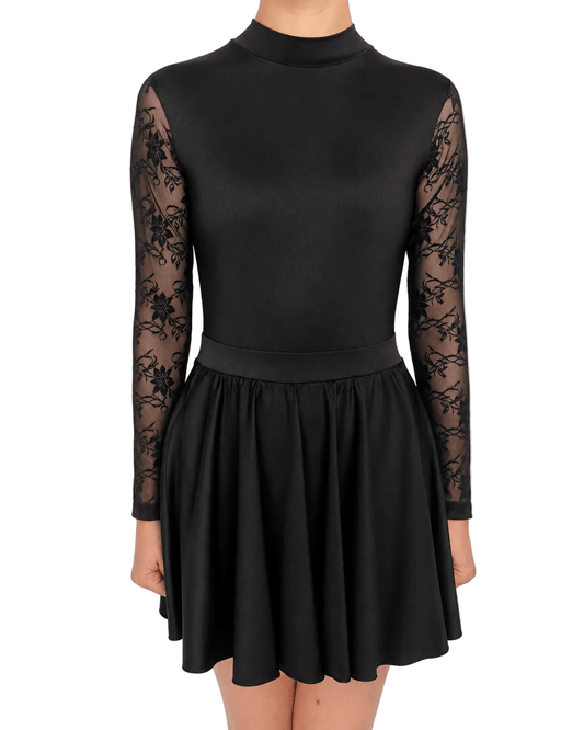 Classic Black Lace Sleeve Irish Dance Leotard - Dowsa Performance Wear