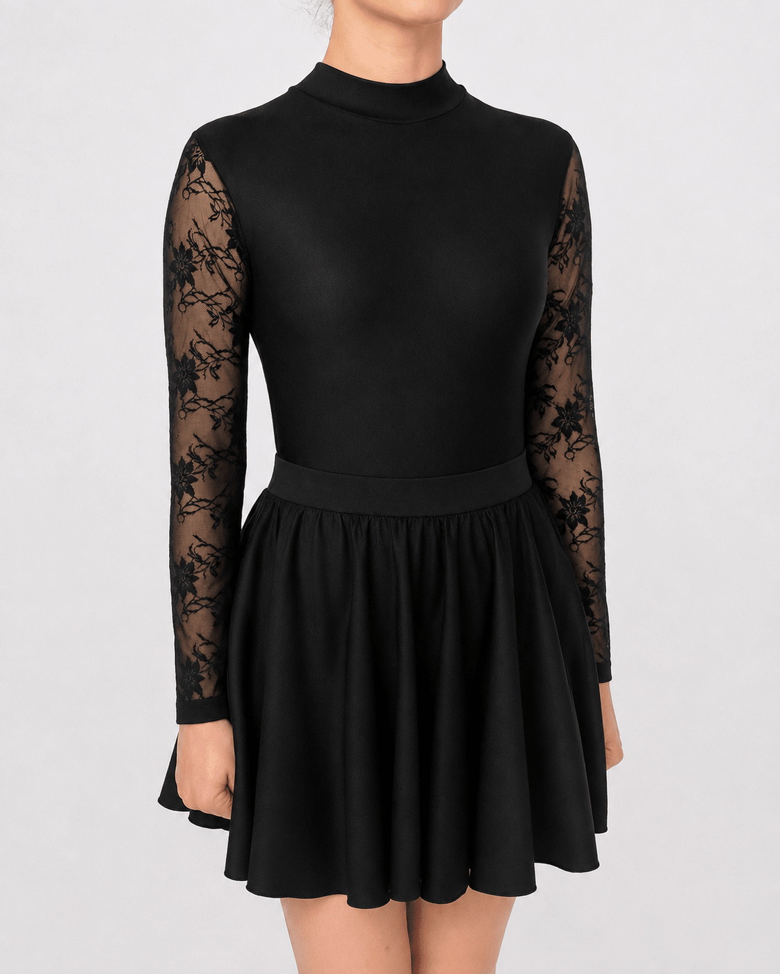 Classic Black Lace Sleeve Irish Dance Leotard - Dowsa Performance Wear