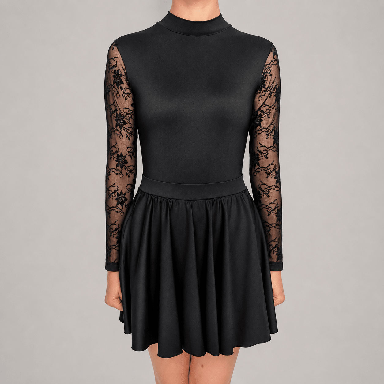 Classic Black Lace Sleeve Irish Dance Leotard - Dowsa Performance Wear