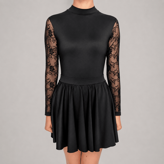 Classic Black Lace Sleeve Irish Dance Leotard - Dowsa Performance Wear
