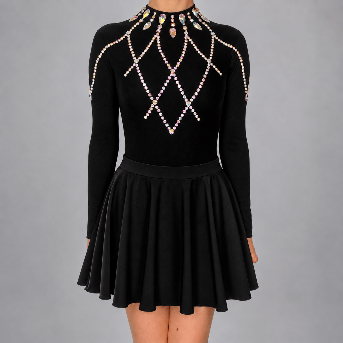 Freya Embellished Irish Dance Leotard - Black - Dowsa Performance Wear