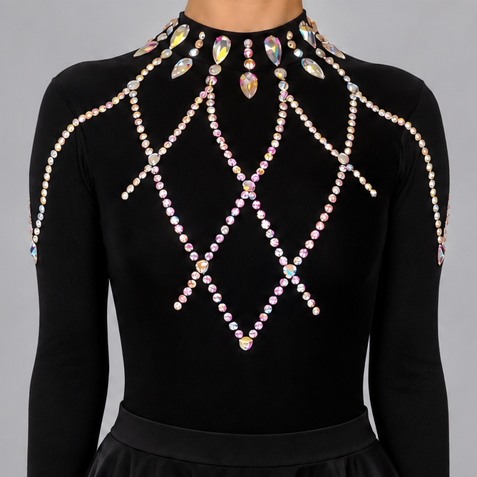 Freya Embellished Irish Dance Leotard - Black - Dowsa Performance Wear