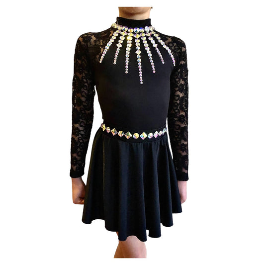 "GEMMA" Lace Sleeve Leotard Costume /Irish Dance Dress - Dowsa Performance Wear