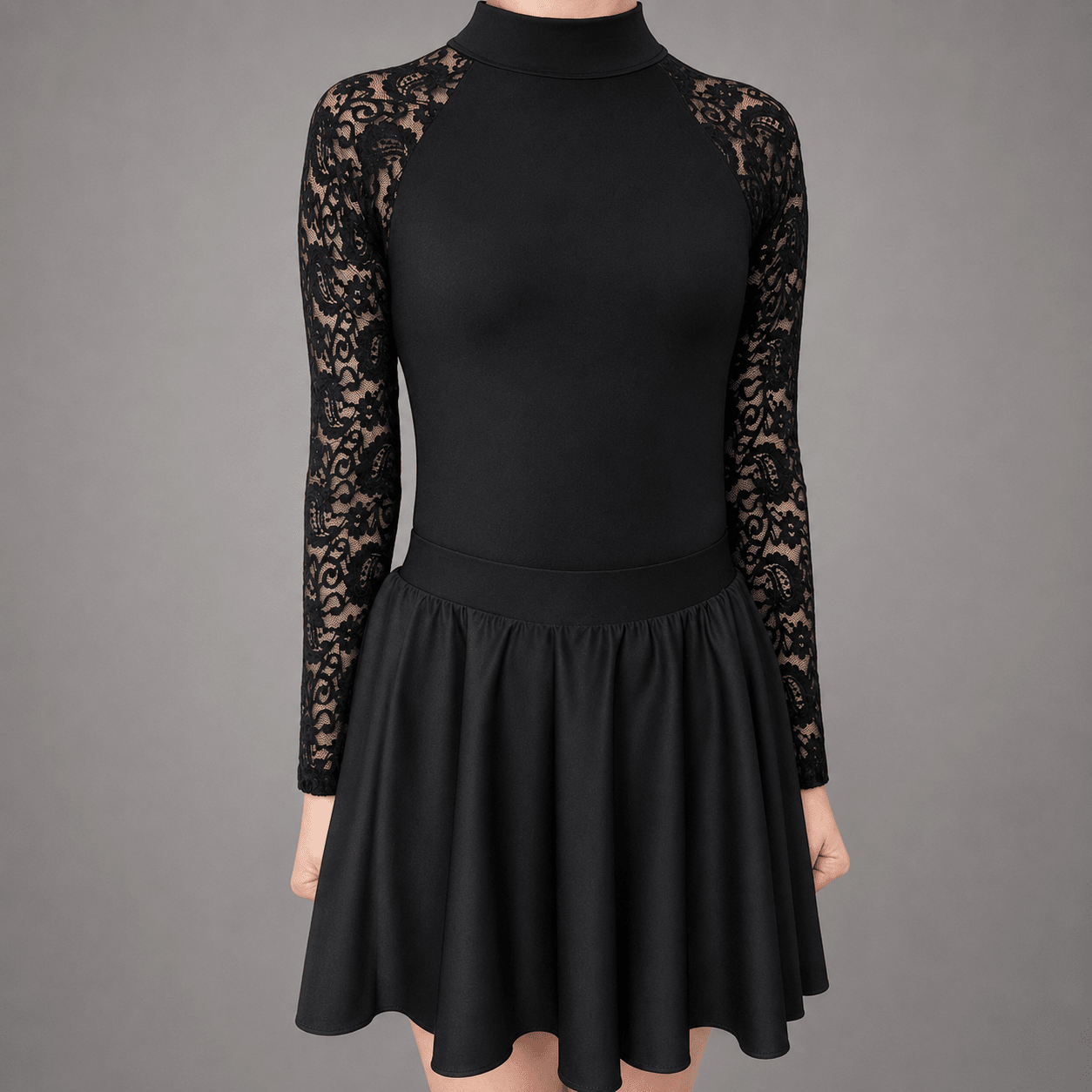 Gemma Matte Lace Sleeve Irish Dance Leotard - Dowsa Performance Wear