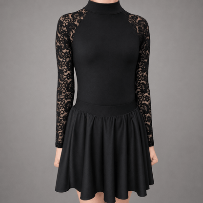 Gemma Matte Lace Sleeve Irish Dance Leotard - Dowsa Performance Wear