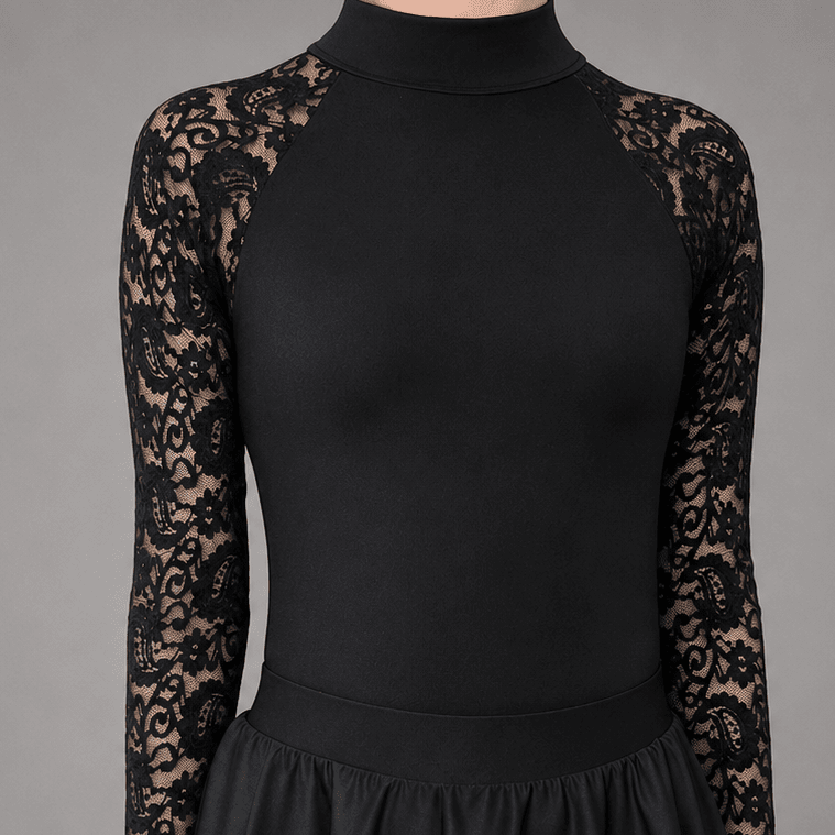 Gemma Matte Lace Sleeve Irish Dance Leotard - Dowsa Performance Wear