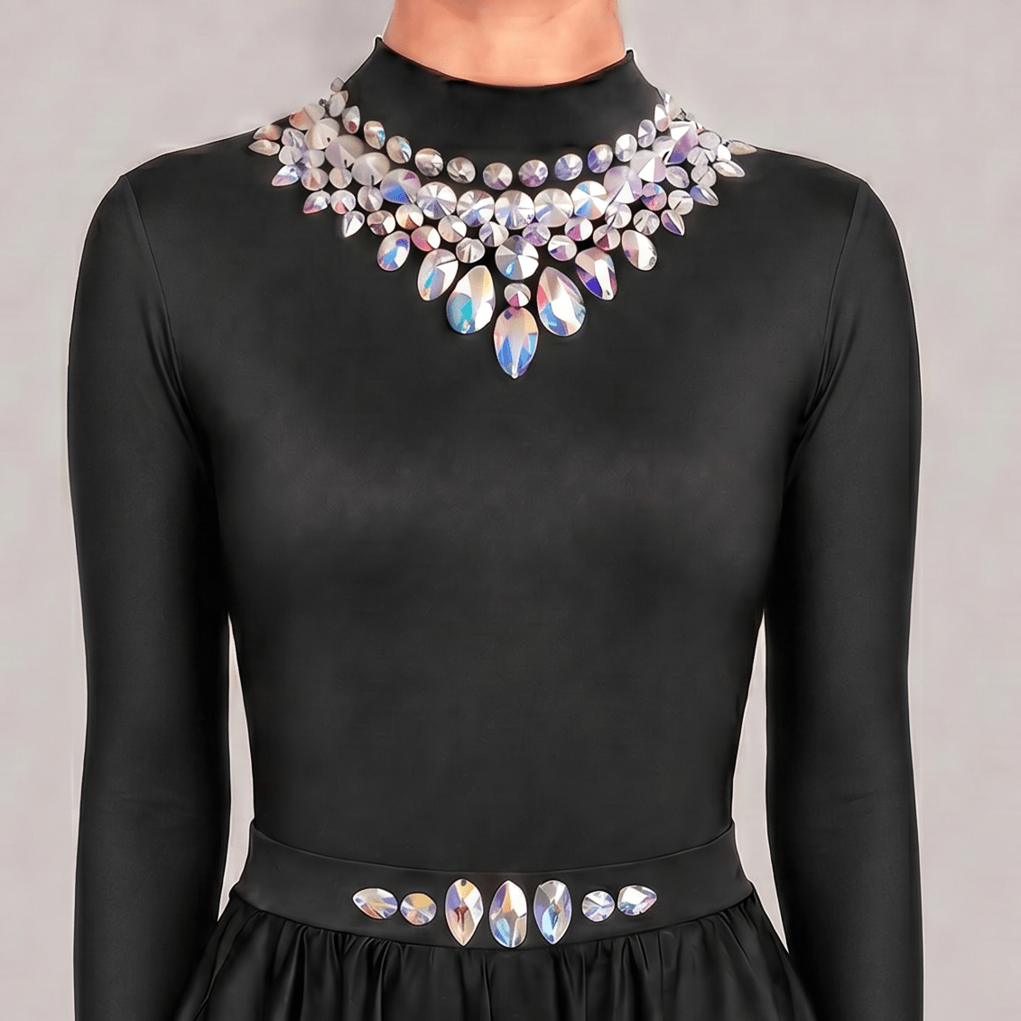 Glory Black Embellished Irish Dance Leotard - Dowsa Performance Wear