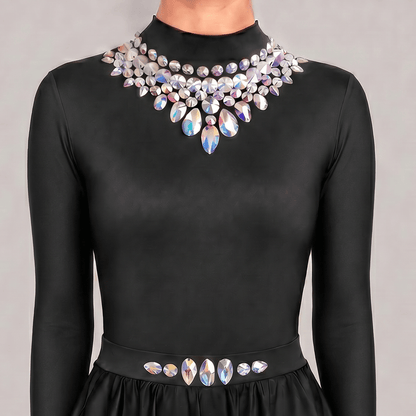 Glory Black Embellished Irish Dance Leotard - Dowsa Performance Wear