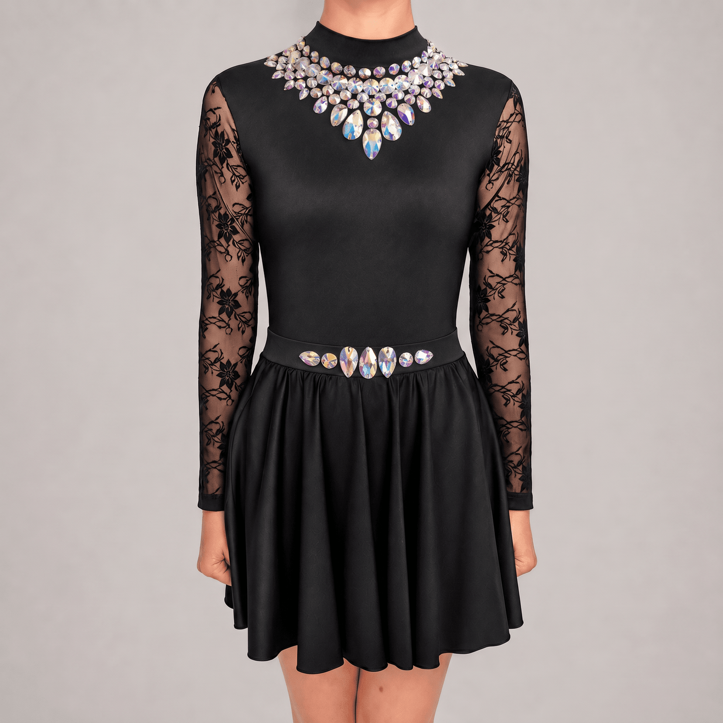 Glory Black Embellished Irish Dance Leotard - Dowsa Performance Wear