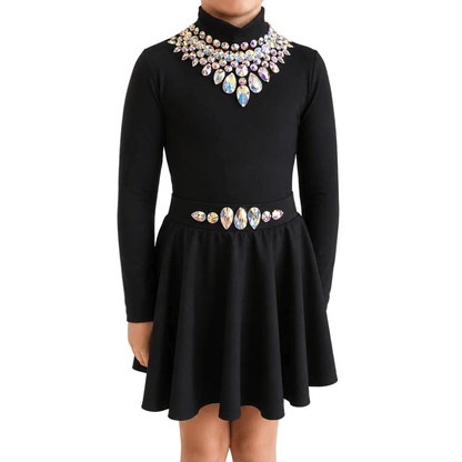 Glory Black Embellished Irish Dance Leotard - Dowsa Performance Wear