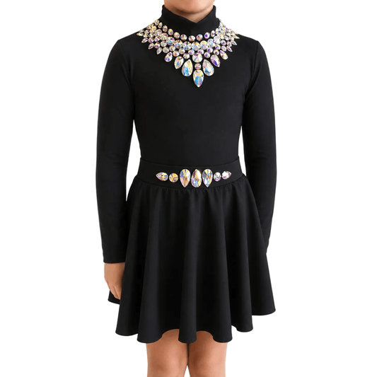 Glory Black Embellished Irish Dance Leotard - Dowsa Performance Wear