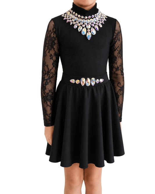 Glory Black Embellished Irish Dance Leotard - Dowsa Performance Wear