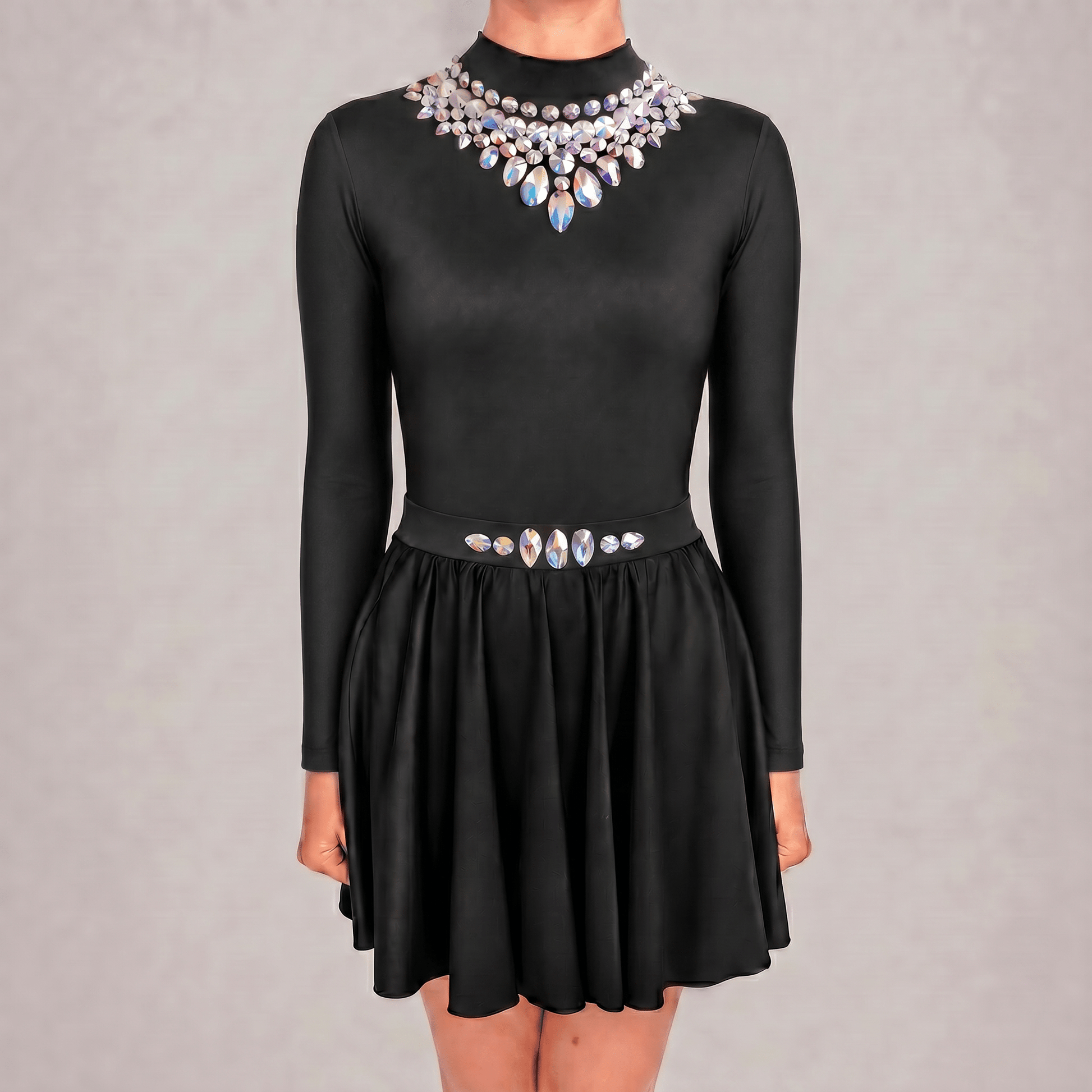 Glory Black Embellished Irish Dance Leotard - Dowsa Performance Wear