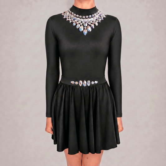 Glory Black Embellished Irish Dance Leotard - Dowsa Performance Wear