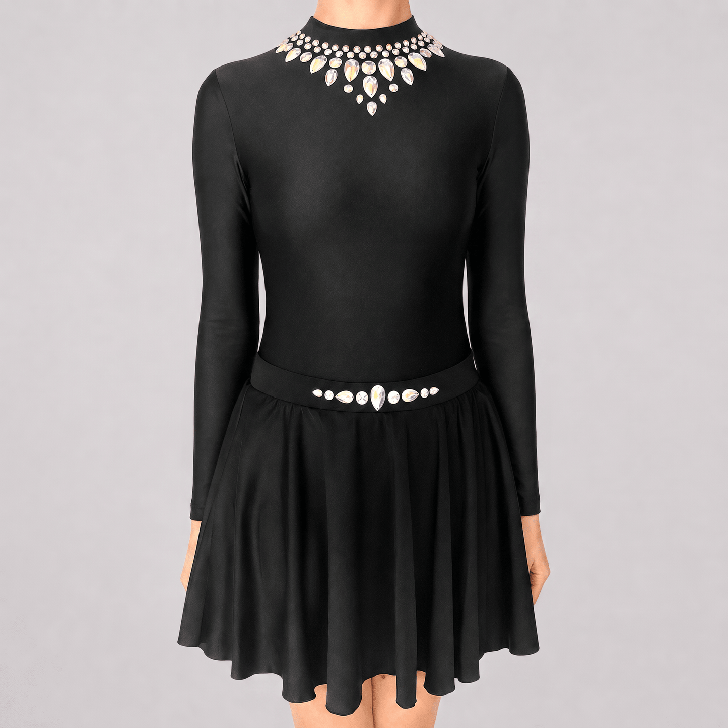 Grace Black Embellished Irish Dance Leotard - Dowsa Performance Wear