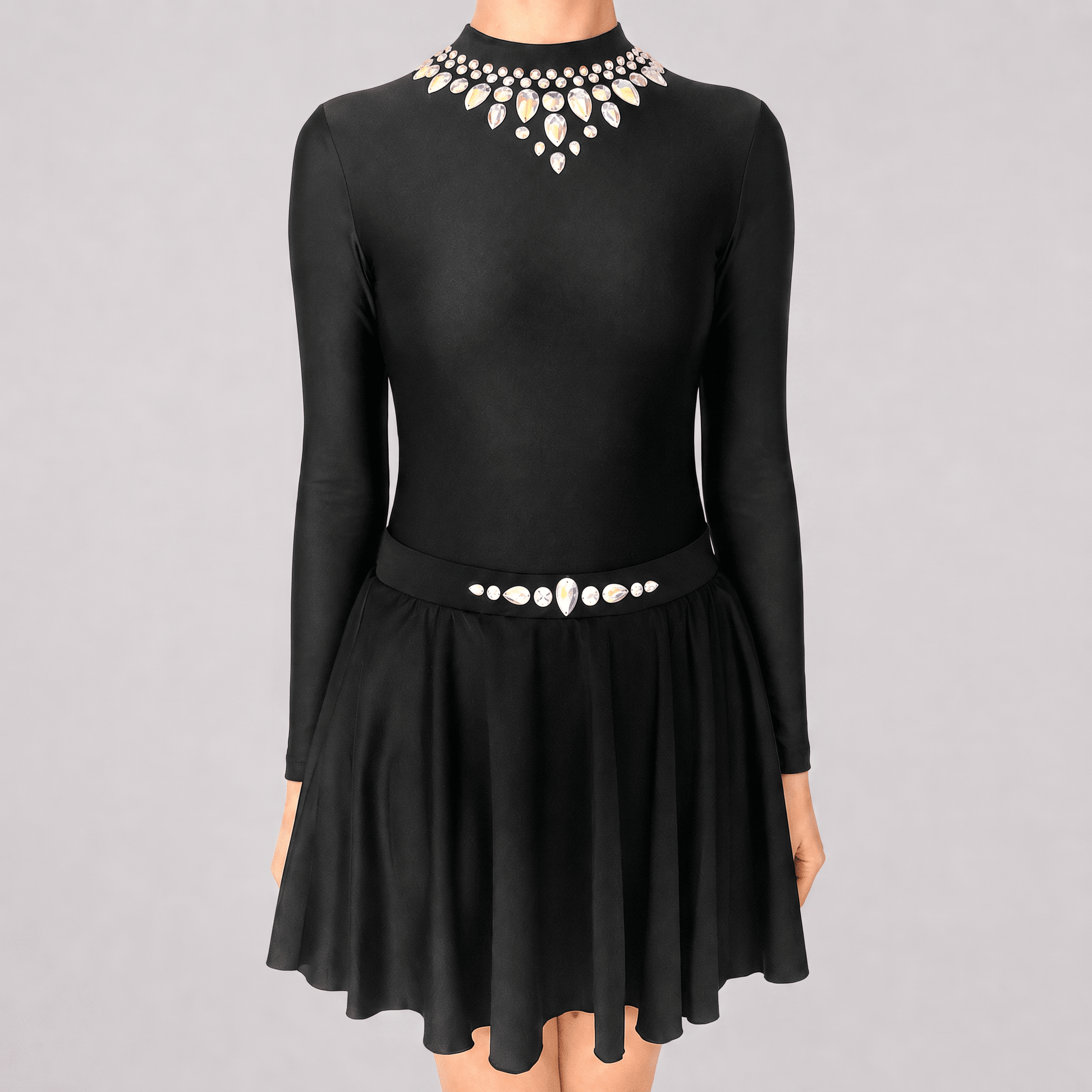 Grace Black Embellished Irish Dance Leotard - Dowsa Performance Wear