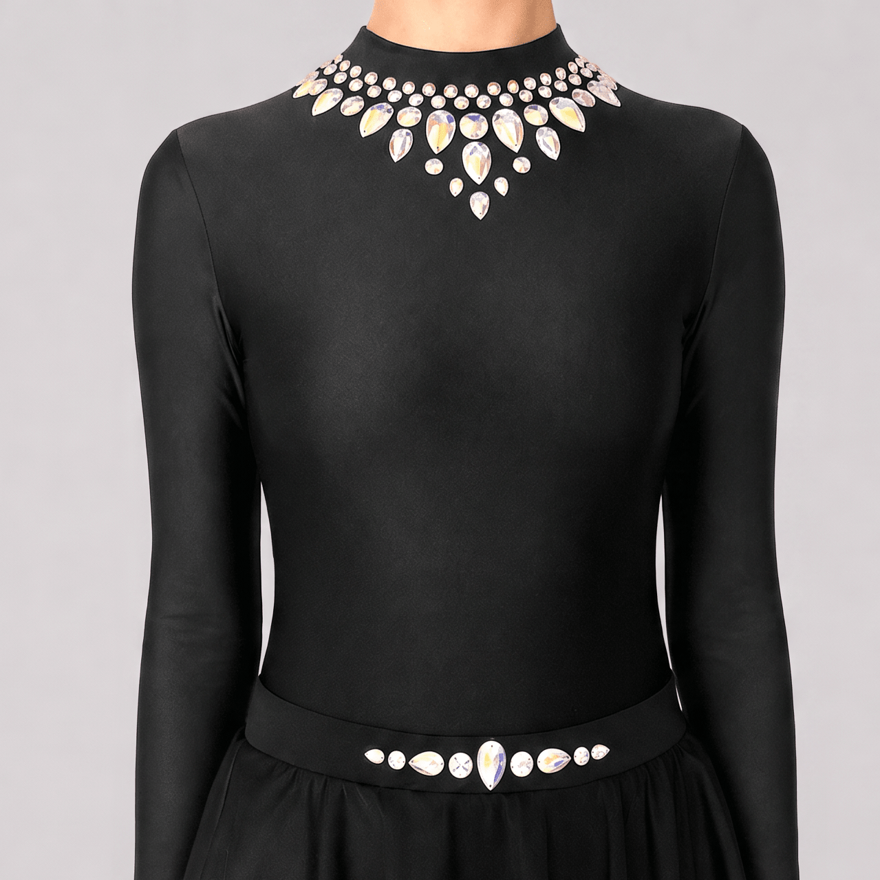 Grace Black Embellished Irish Dance Leotard - Dowsa Performance Wear