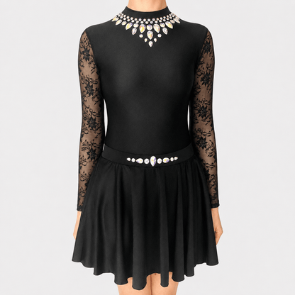 Grace Black Embellished Irish Dance Leotard - Dowsa Performance Wear